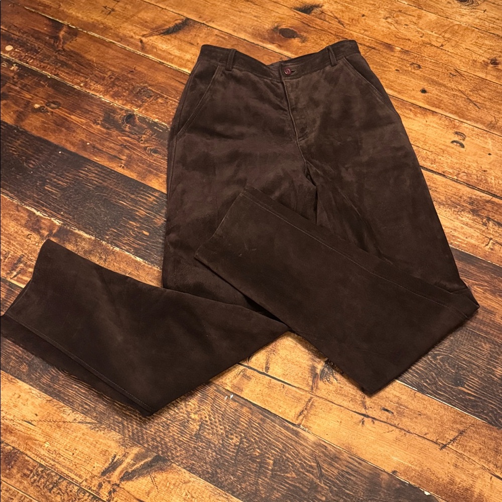 Vintage Liz Claiborne Audra Style Chocolate Suede Slacks Fully Lined Bootcut 4P